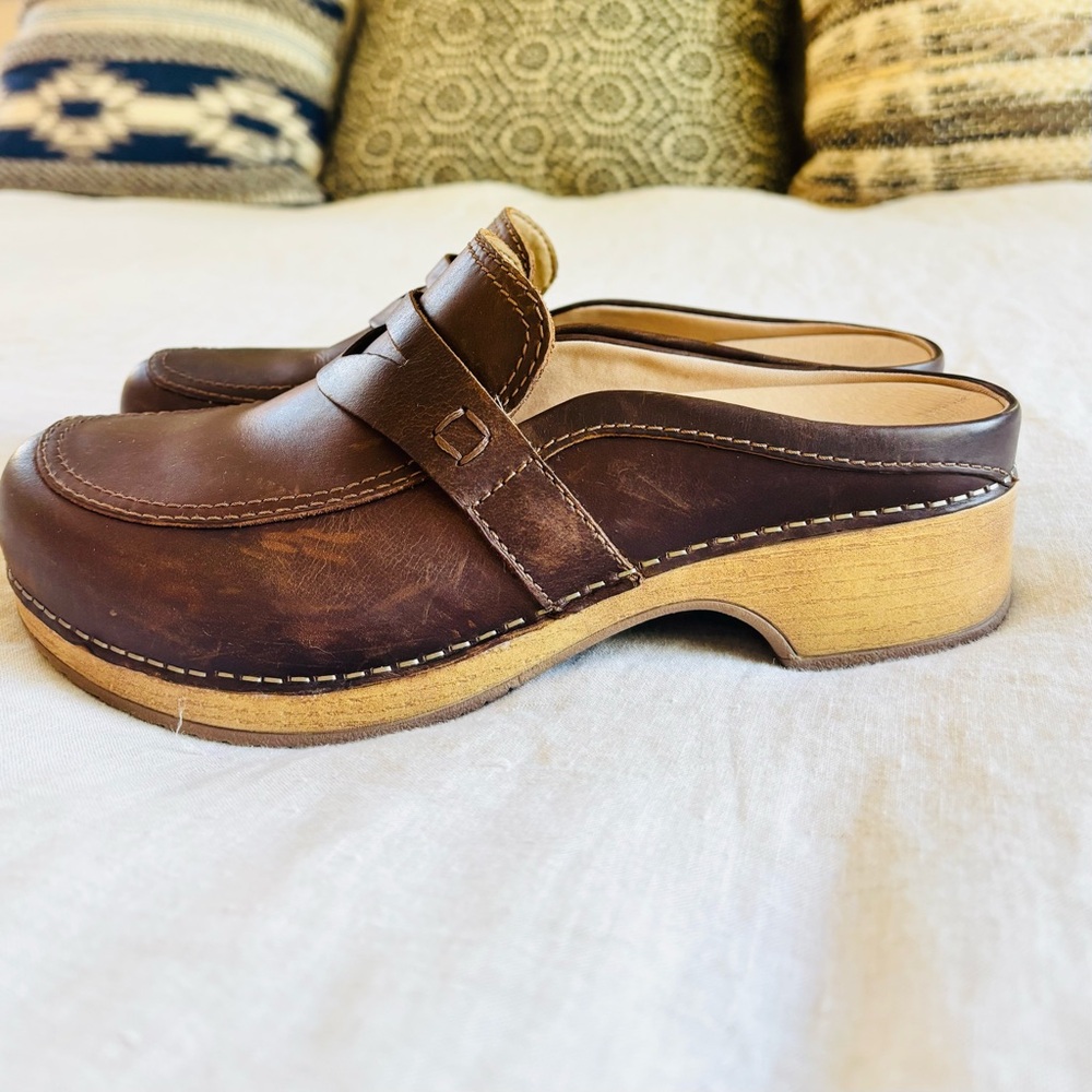 Dansko Brown Leather Clog Mules